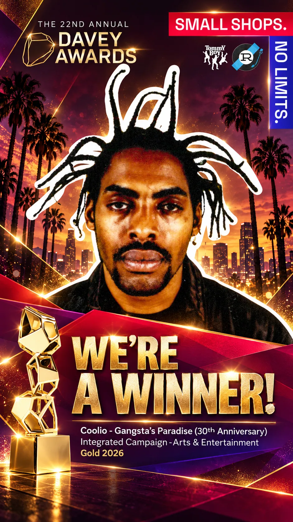 Coolio Gangsta’s Paradise 2026 Davey Awards Gold winner announcement